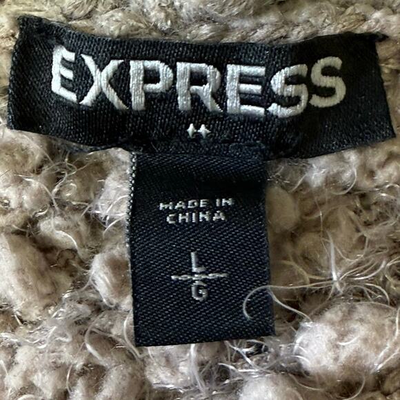 Express oversized tan cardigan fuzzy Sherpa warm soft cozy women’s size large - Picture 3 of 4